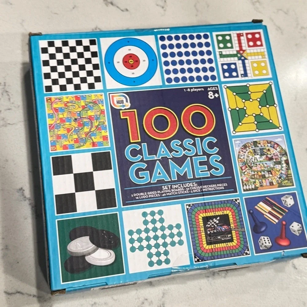 abeec 100 Classic Games  family board games Compendium Ludo, Chess, Lady Games
